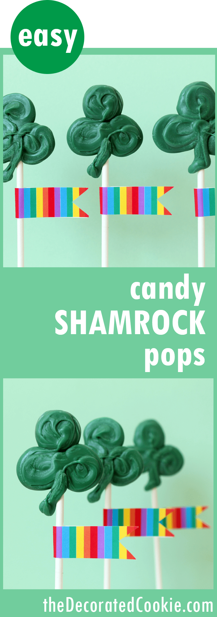 EASY shamrock candy pops for St. Patrick's Day 