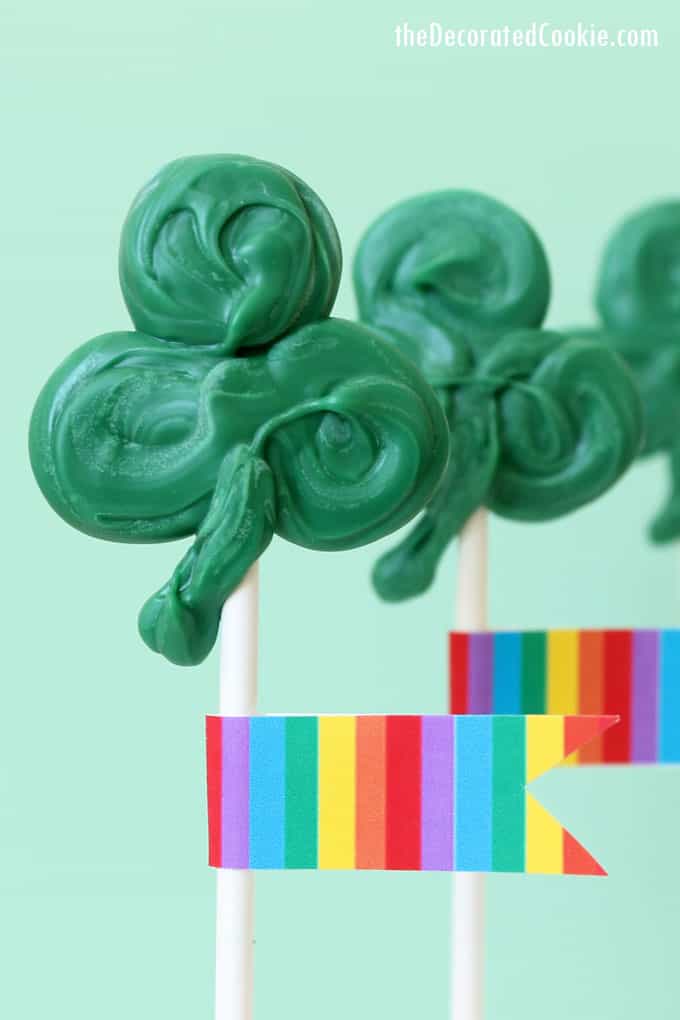 Simple, kid-friendly, candy shamrock pops for St. Patrick's Day -- How to make simple candy shamrocks for St. Patrick's Day. 
