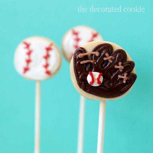 bite-size baseball cookie pops