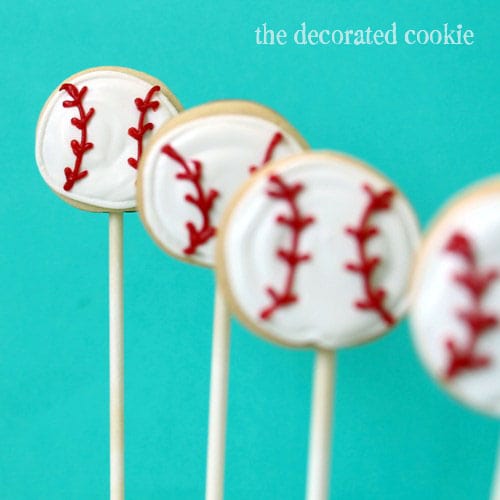 bite-size baseball cookie pops