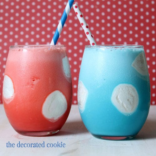 red, white and blue polka dot milkshakes