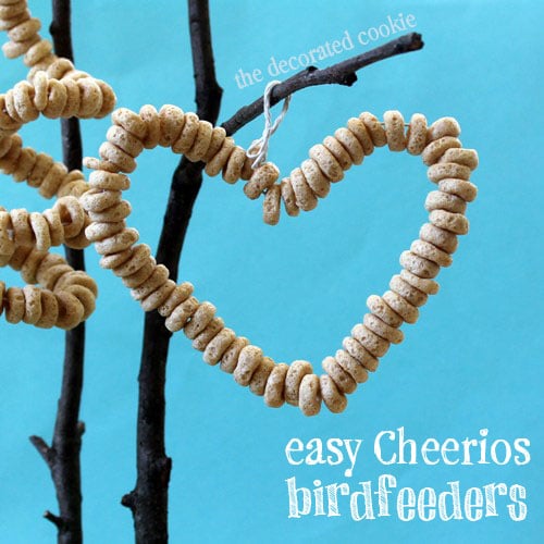 easy Cheerios birdfeeders with printable instructions
