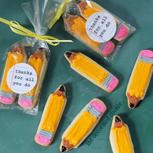 pencil cookies for teacher appreciation or back to school