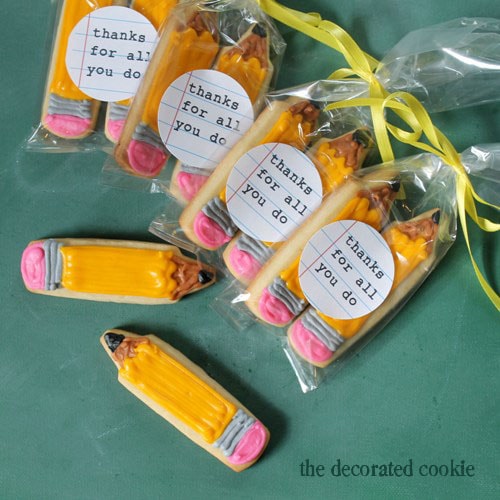 pencil cookies for teacher appreciation or back to school