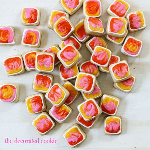 tiny, swirly, tie-dye cookie bites