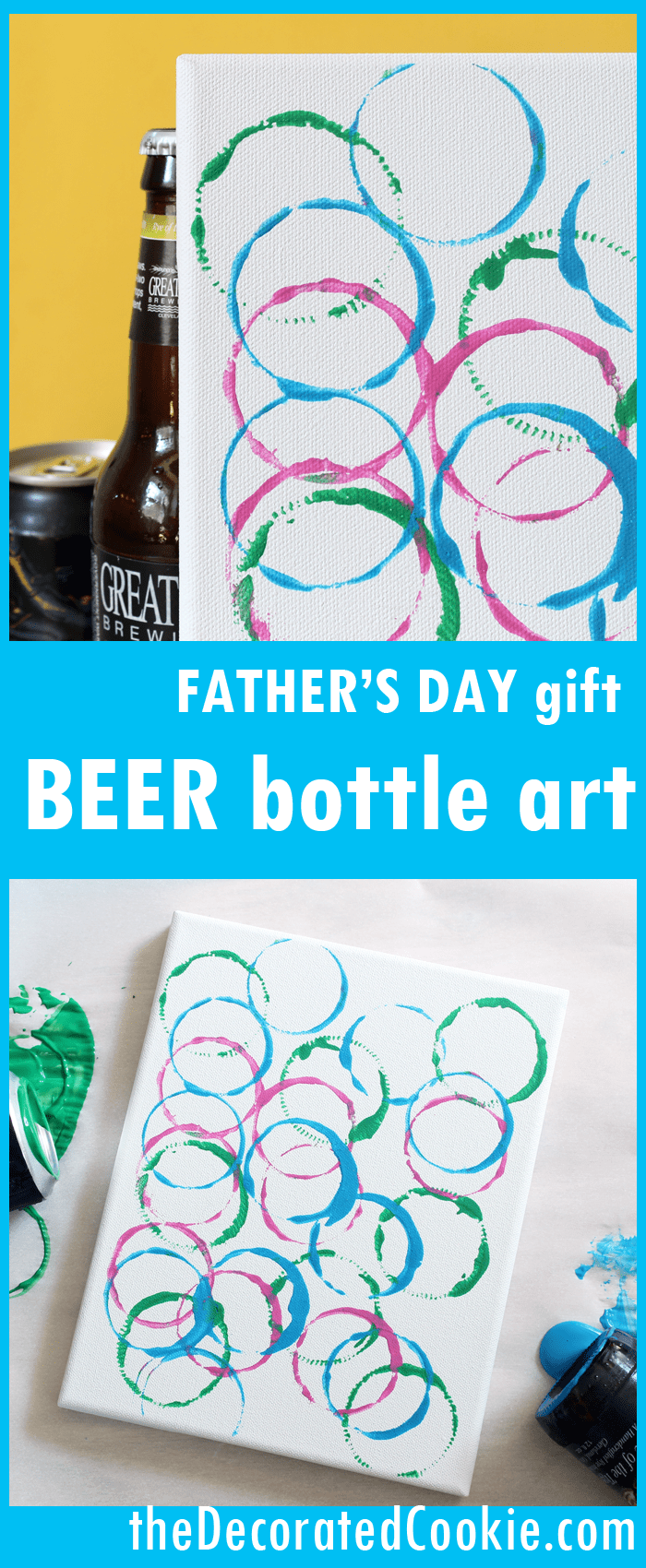 handmade Father's Day gift from kids -- beer bottle art 