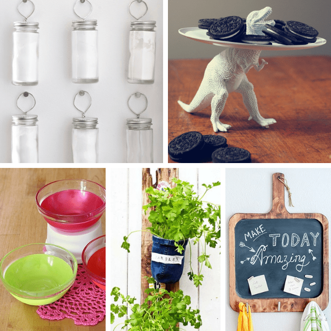 36 DIY KITCHEN CRAFTS --A roundup of 36 clever ideas from around the web for do-it-yourself kitchen crafts, including servingware, kitchenware, wall art, party decorations and more