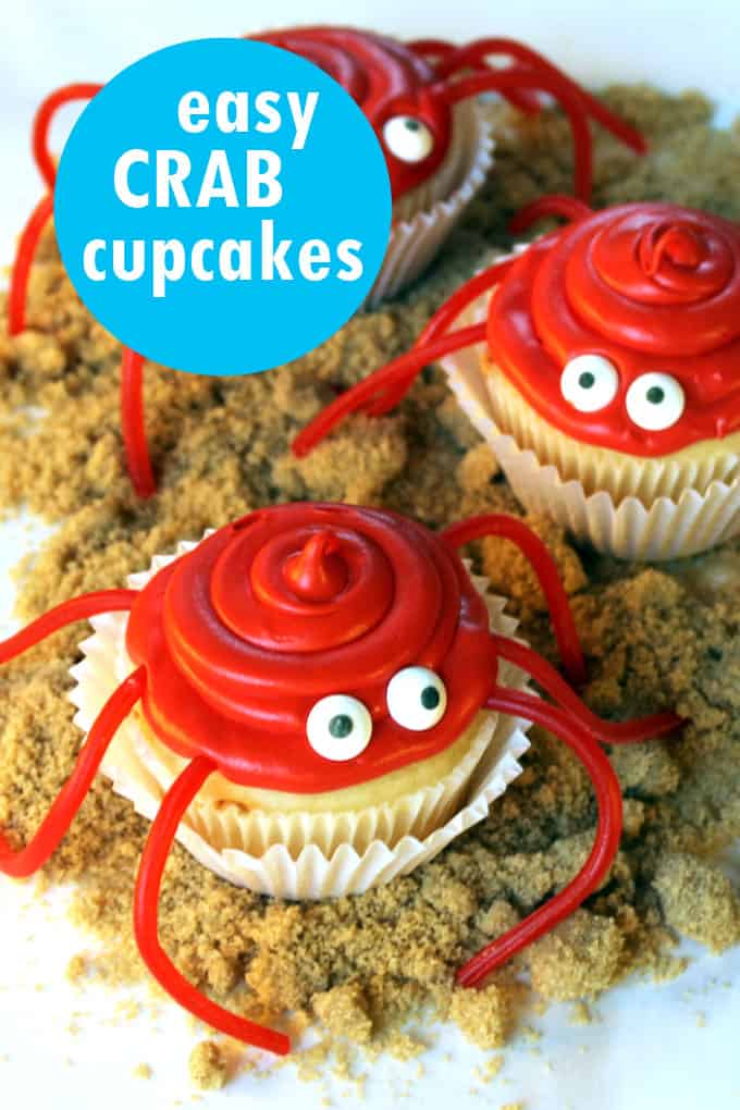 easy crab cupcakes, a fun summer dessert idea for summer parties, beach parties, BBQs. #summer #crabcupcakes 