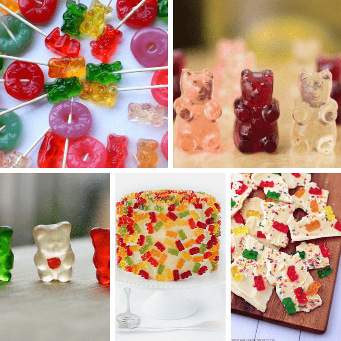 Gummy bears ideas: A roundup of 20 crafts and recipes that use the classic candy, gummy bears. #GummyBear #Candy #GummyBears #Crafts #Recipes 