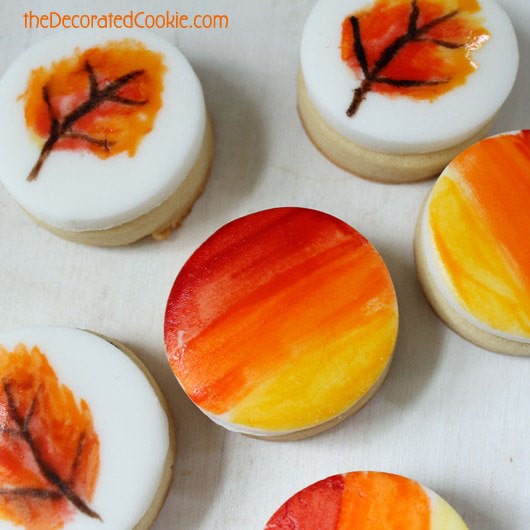 painted fall leaves cookies