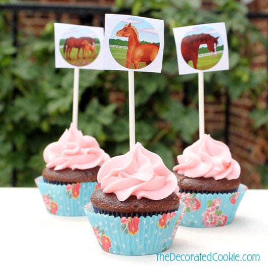 horse sticker cupcake toppers and a horse birthday party 