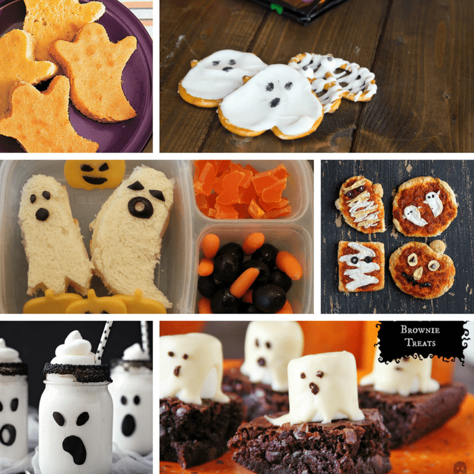 roundup of 36 ghost themed treats and snacks for Halloween 