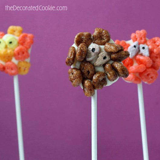 chocolate cereal monster pops for Halloween 