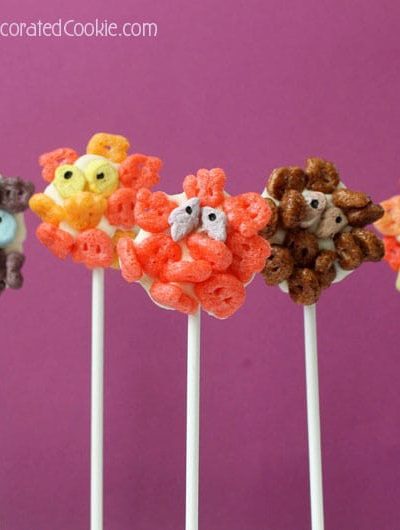 chocolate cereal monster pops for Halloween