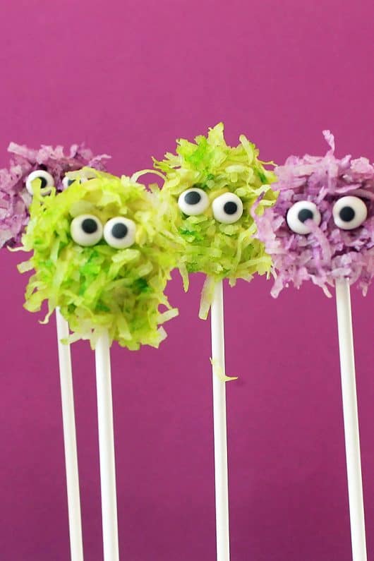 FUZZY CHOCOLATE MONSTERS POPS! easy Halloween treat idea