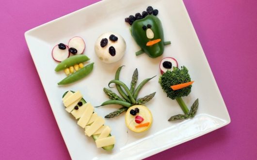 vegetable monsters for Halloween, healthy Halloween idea 
