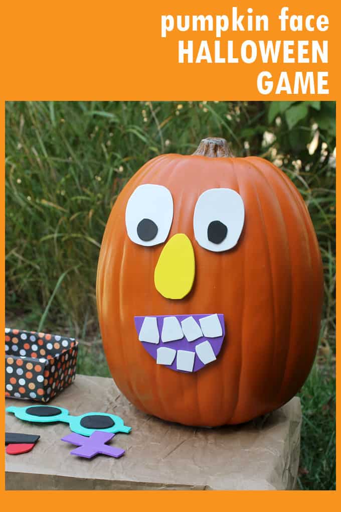 This "decorate me" Jack O' Lantern pumpkin face craft for kids is a fun and easy School Fall Fest activity. DIY Halloween game idea.