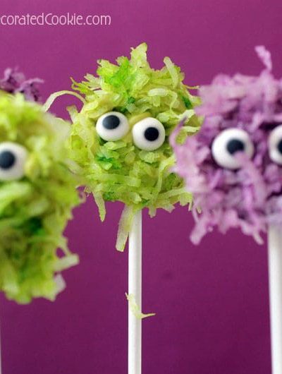fuzzy chocolate monster pops for Halloween