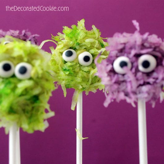 fuzzy chocolate monster pops for Halloween 