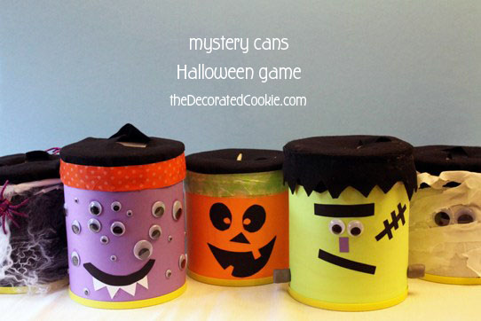 HALLOWEEN MYSTERY CANS: Fill with gross things for kids!