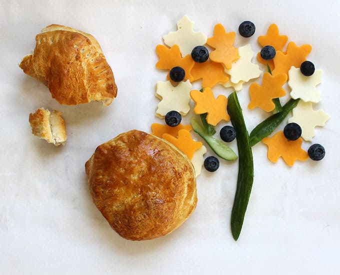 hand pies tree made from cheese and veggies 