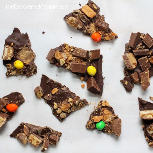 leftover Halloween candy chocolate bark -- make a new dessert