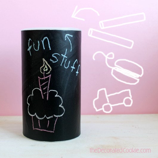 DIY chalkboard canisters from oatmeal containers 