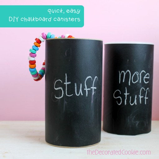 DIY chalkboard canisters from oatmeal containers 