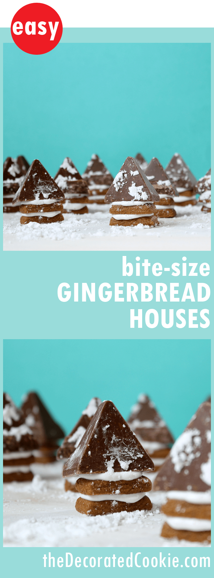 bite-size gingerbread houses -- easy, mini gingerbread houses for a fun Christmas treat
