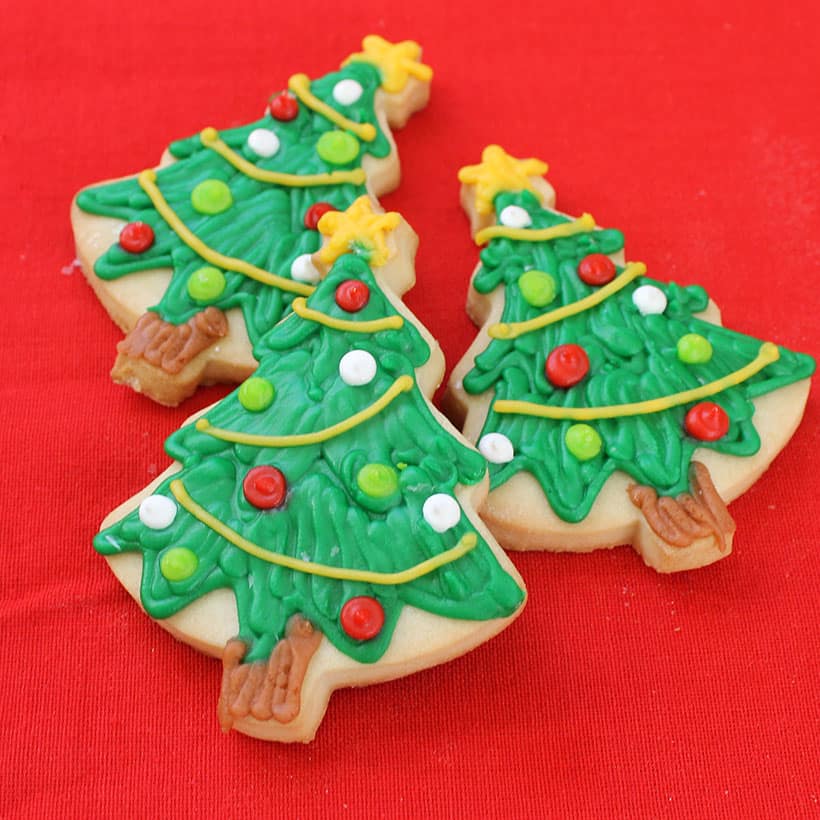 decorated Christmas tree cookies