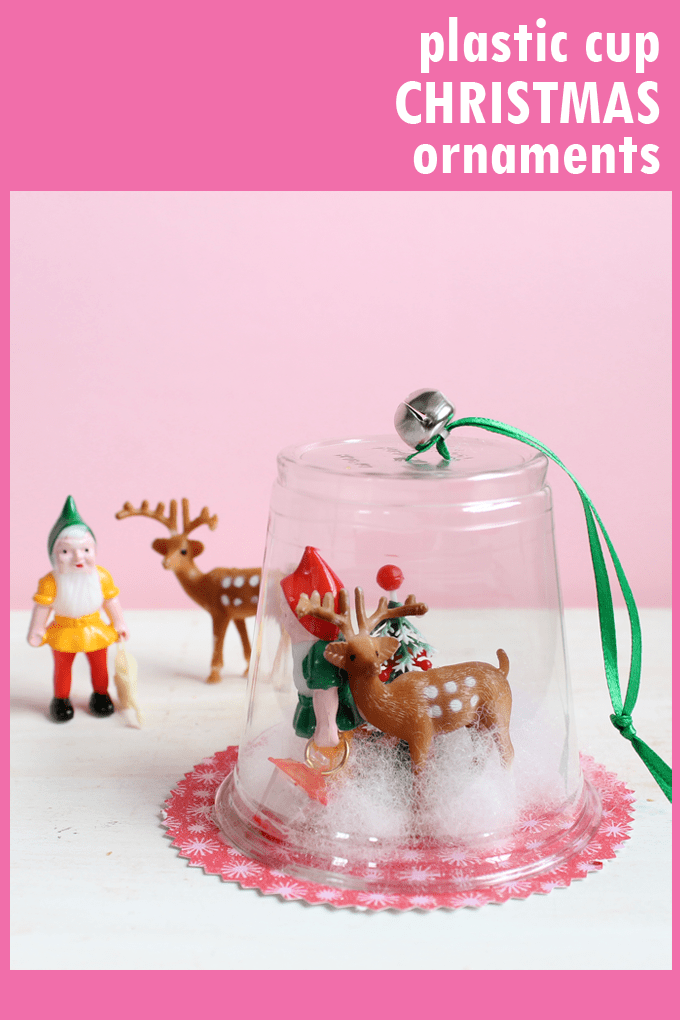 DIORAMA CHRISTMAS ORNAMENTS from plastic cups.