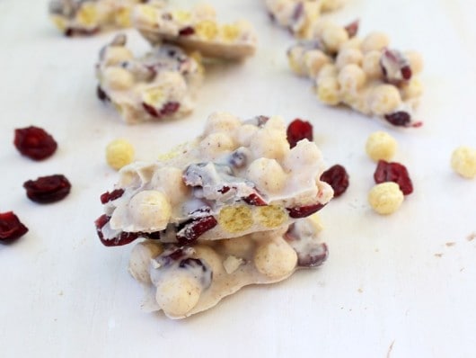 White chocolate cherry Kix clusters for christmas 