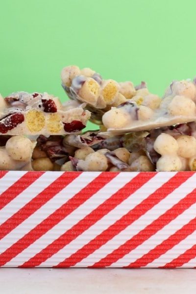 White chocolate cherry Kix clusters for christmas