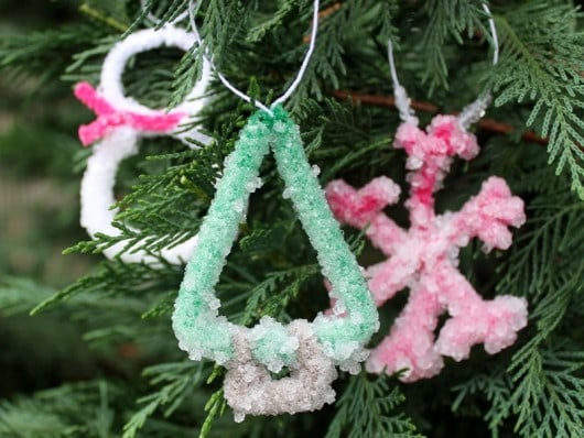 crystal-coated pipe cleaner ornaments