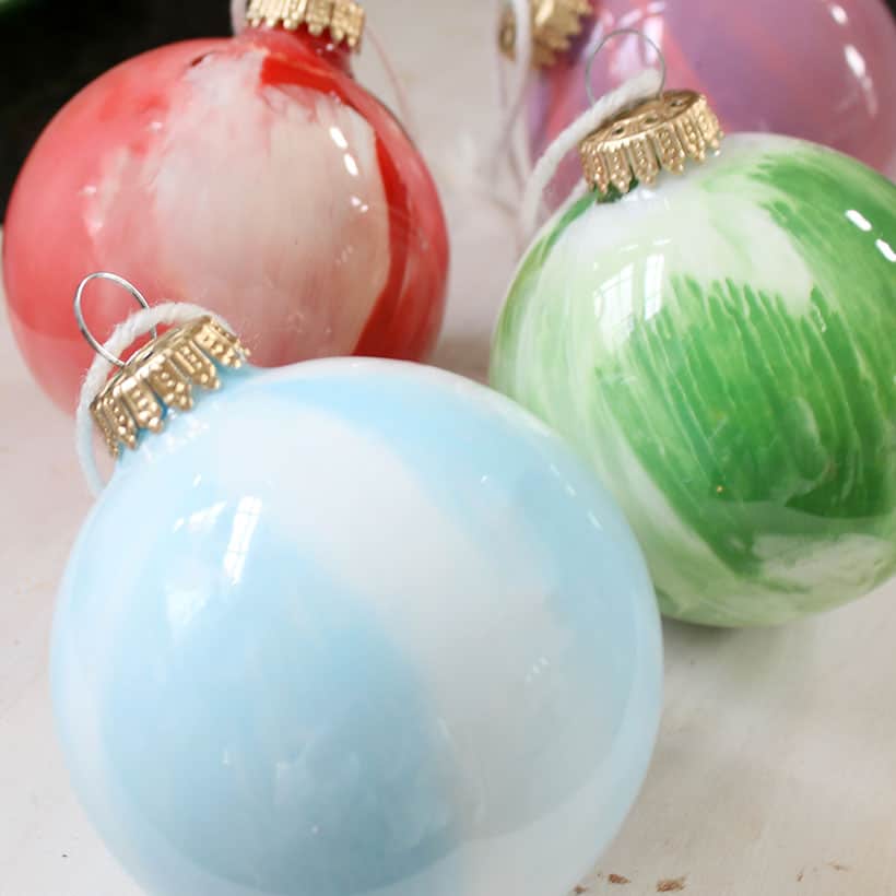 DIY paint swirl Christmas ornaments