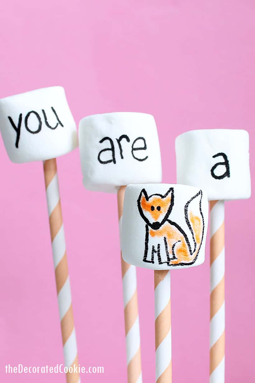 "you are a fox" Valentine's Day marshmallows