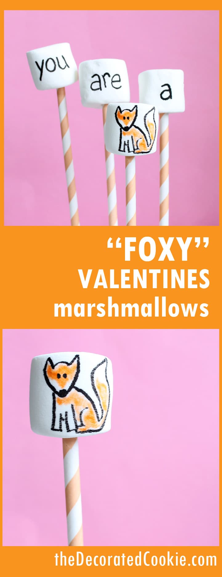 "You are a Fox" Valentine's Day marshmallow pops 