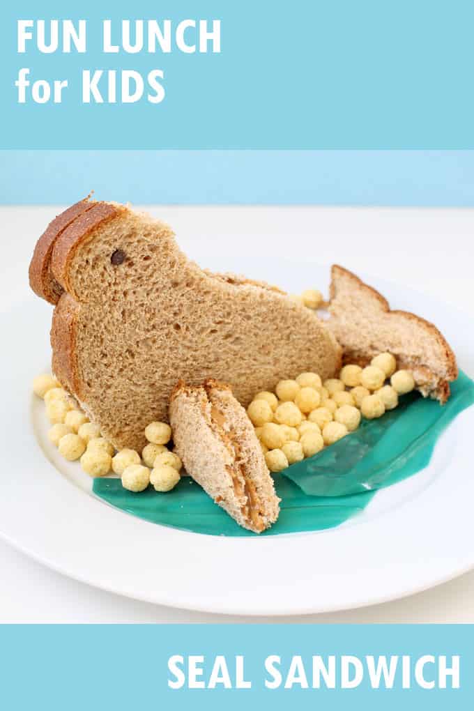 Turn a plain sandwich into a SEAL SANDWICH: Animal sandwich for a fun lunch for kids. Great food idea for a beach or ocean party.
