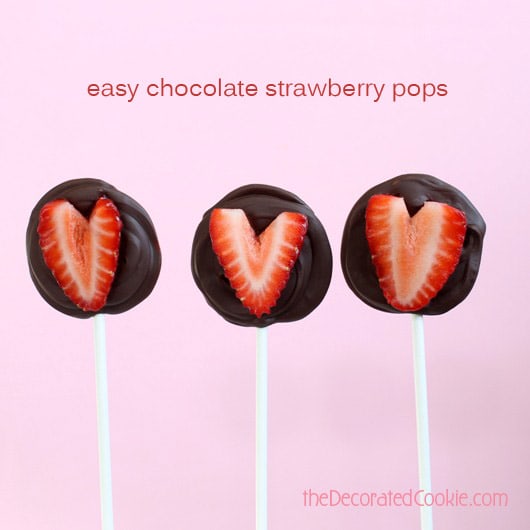 chocolate-covered strawberries on a stick 