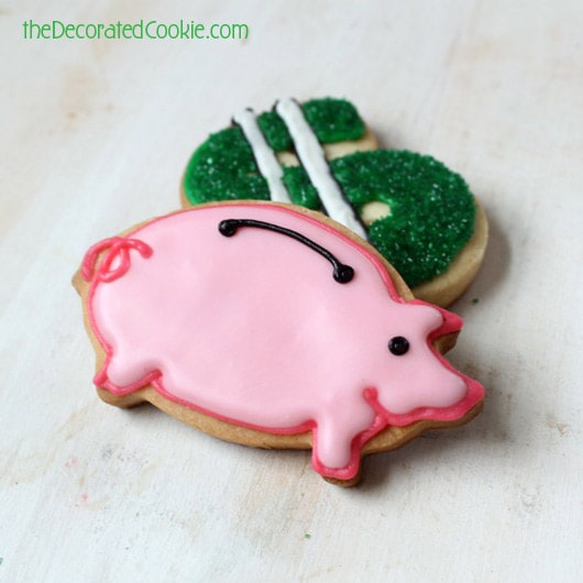 MONEY COOKIES How to decorate dollar signs and piggy banks.