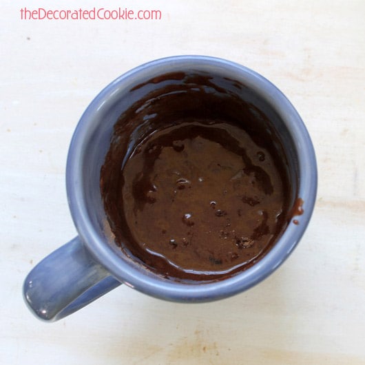 chocolate cake in a mug AND a quick mug cozy