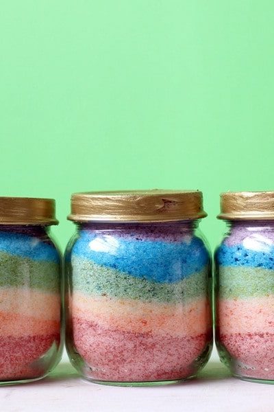 Rainbow Salt Art Jars for St. Patrick's Day