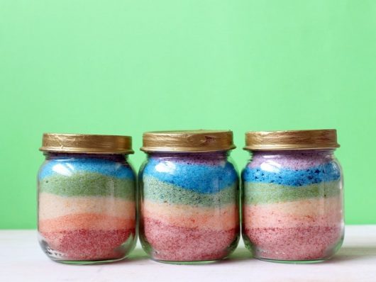 Rainbow Salt Art Jars for St. Patrick's Day 