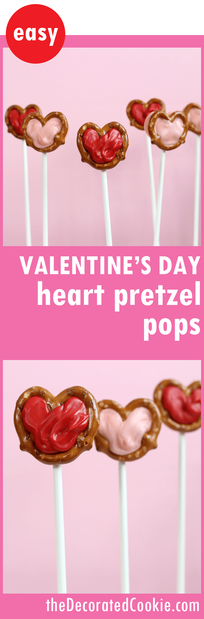 heart pretzel pops for Valentine's Day treats 