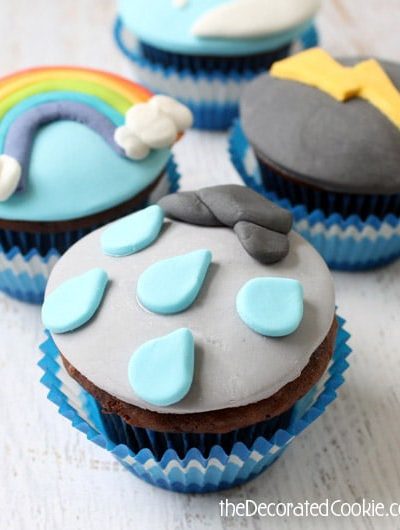 fondant weather cupcakes - the decorated cookie