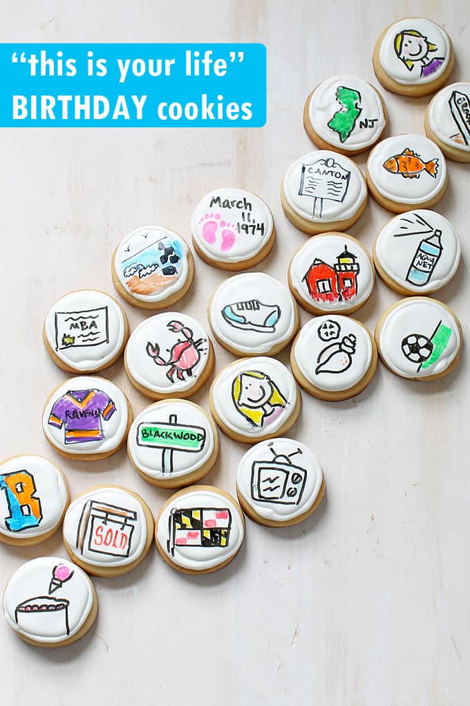 MILESTONE BIRTHDAY COOKIES -- Use food coloring pens on royal icing to make personalized decorated cookies for a birthday gift idea.