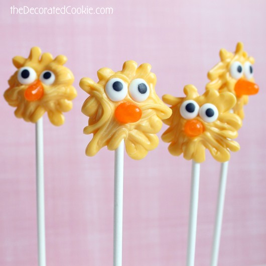chick candy pops for Easter