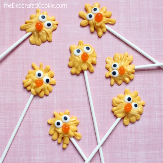 chick candy pops for Easter