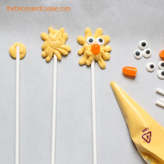 chick candy pops for Easter