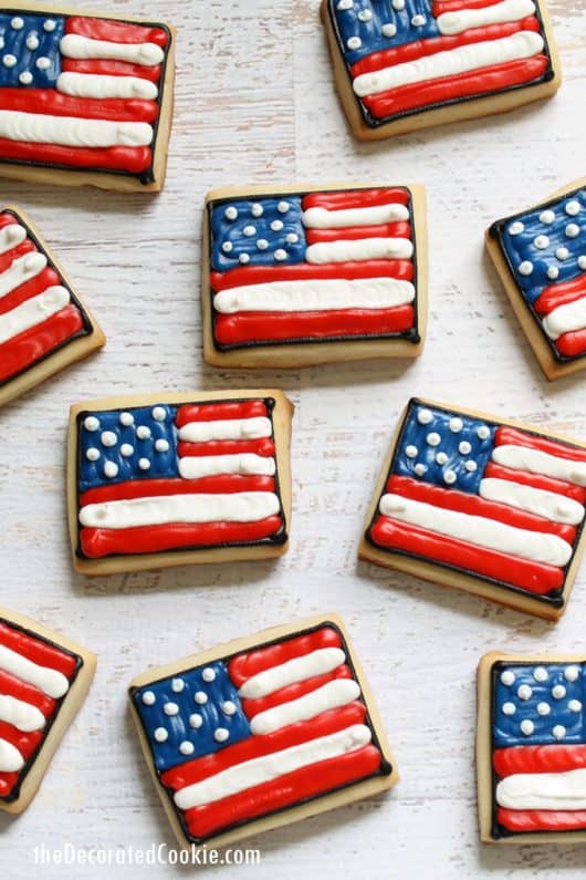 4th of July cookies: Decorate American flag cookies.